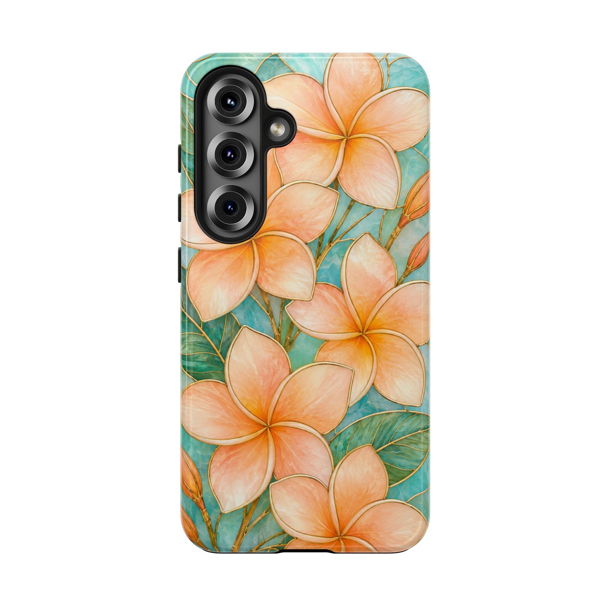 Tropical Plumeria Phone Case | Peach Floral Summer iPhone Case | Aesthetic Beachy Protective Case | Cute Coastal Floral Cover | Floral Protective Cover