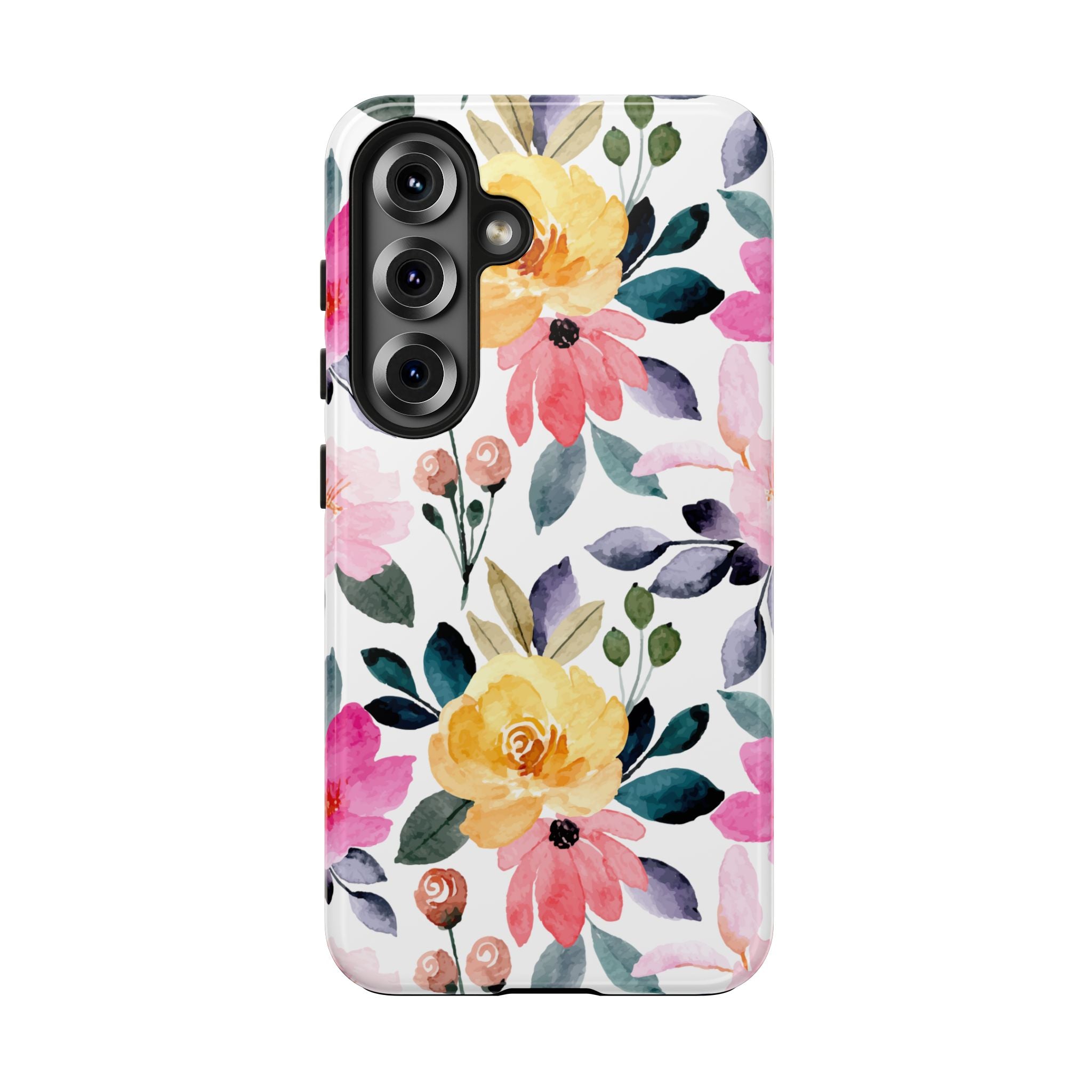 Floral Phone Case for iPhone & Samsung | Pink & Yellow Wildflower Protective Case | Feminine Cottagecore Garden Phone Cover | Tough Phone Case