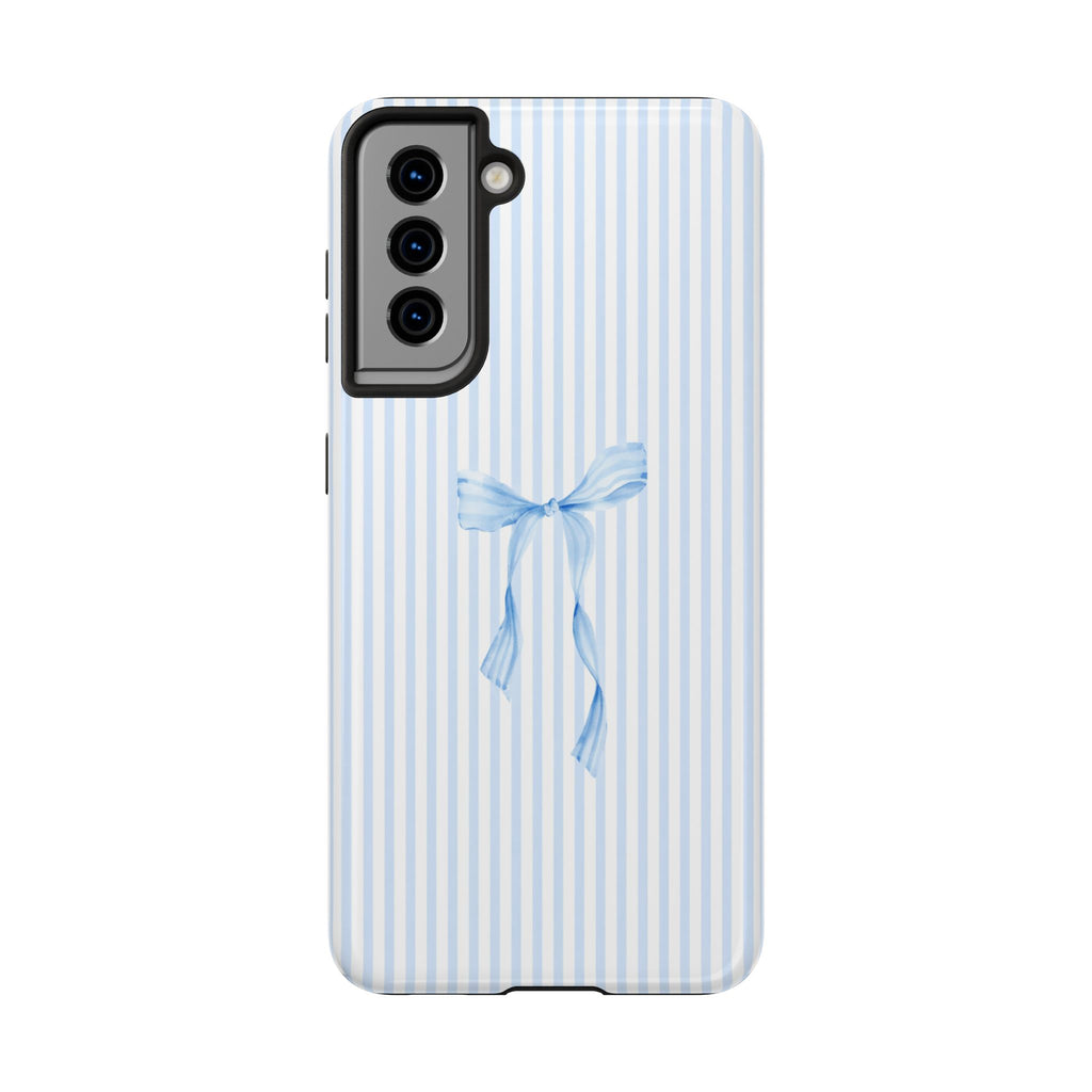 Preppy Blue Bow Case | Minimalist Coquette Phone Case for iPhone & Samsung | Minimalist Coquette Phone Case | Protective Phone Cover
