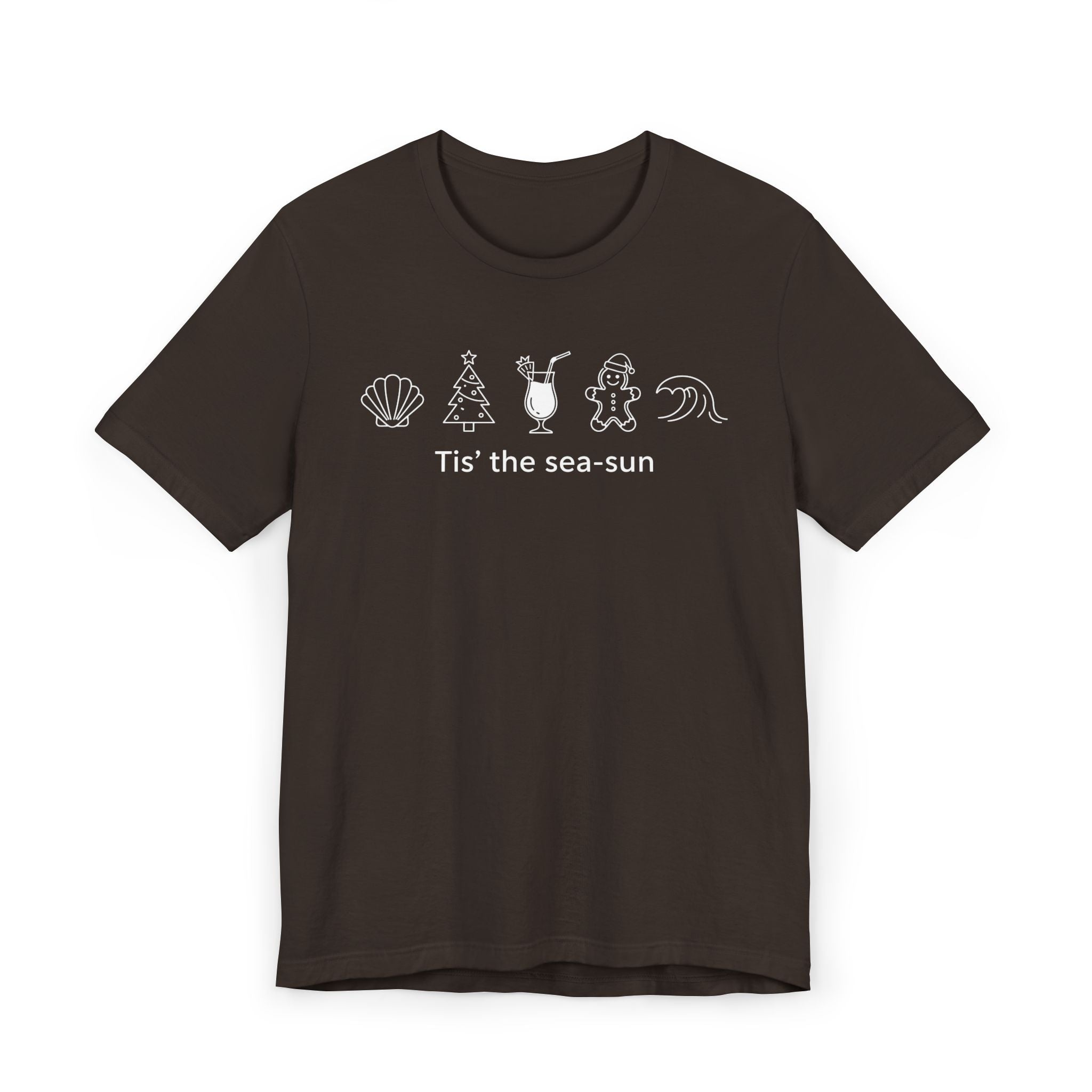 Tis’ the Sea-sun Graphic T-Shirt | Beach Vibes Summer Tee | Coastal Vacation Shirt for Women | Beach Holiday T-Shirt | Nautical Christmas Tee