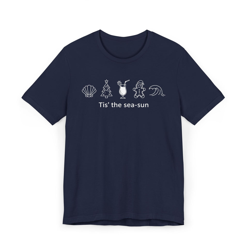 Tis’ the Sea-sun Graphic T-Shirt | Beach Vibes Summer Tee | Coastal Vacation Shirt for Women | Beach Holiday T-Shirt | Nautical Christmas Tee