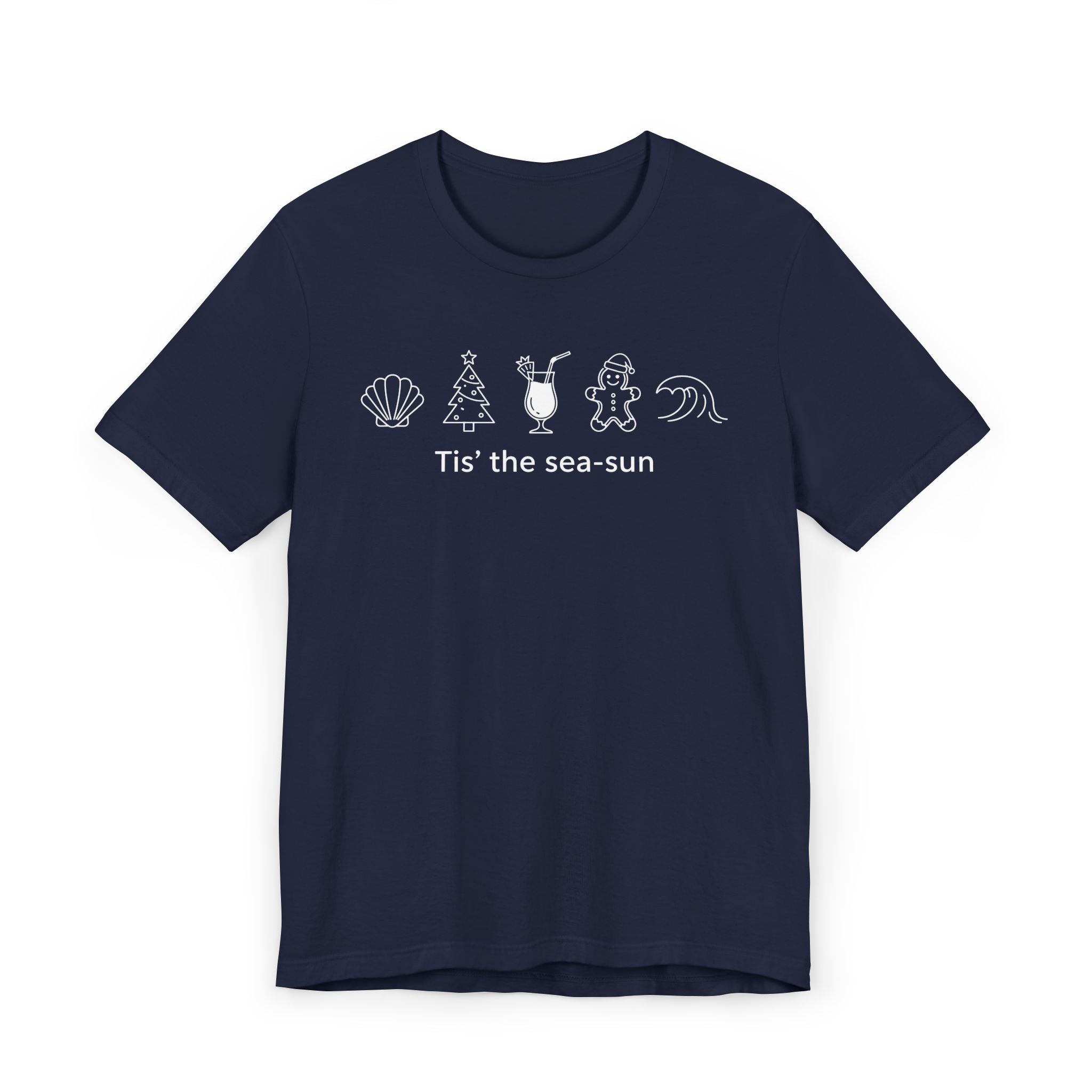 Tis’ the Sea-sun Graphic T-Shirt | Beach Vibes Summer Tee | Coastal Vacation Shirt for Women | Beach Holiday T-Shirt | Nautical Christmas Tee