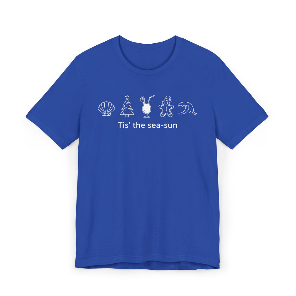 Tis’ the Sea-sun Graphic T-Shirt | Beach Vibes Summer Tee | Coastal Vacation Shirt for Women | Beach Holiday T-Shirt | Nautical Christmas Tee