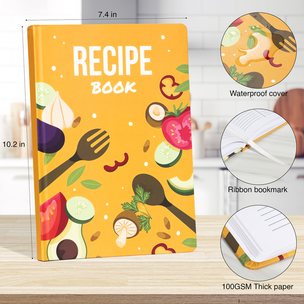 Blank Recipe Book Journal | Personalized Family Cookbook Organizer | Write Your Own Recipes | Kitchen Notebook | Gift for Food Lovers