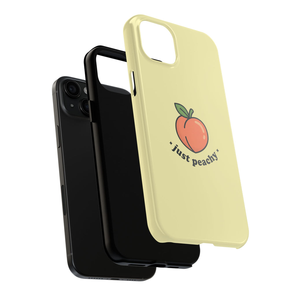 Just Peachy Aesthetic Phone Case | Cute Peach iPhone & Samsung Galaxy Case | Trendy Summer Glossy Protective Cover | Peach Protective Tough Case