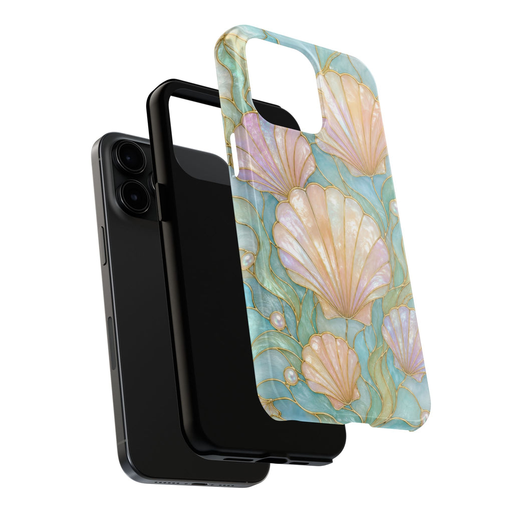 Pastel Seashell Phone Case | Faux Stained Glass Ocean Aesthetic Case for iPhone & Samsung | Cute Beachy Coastal Cover | Ocean Beach Vibes