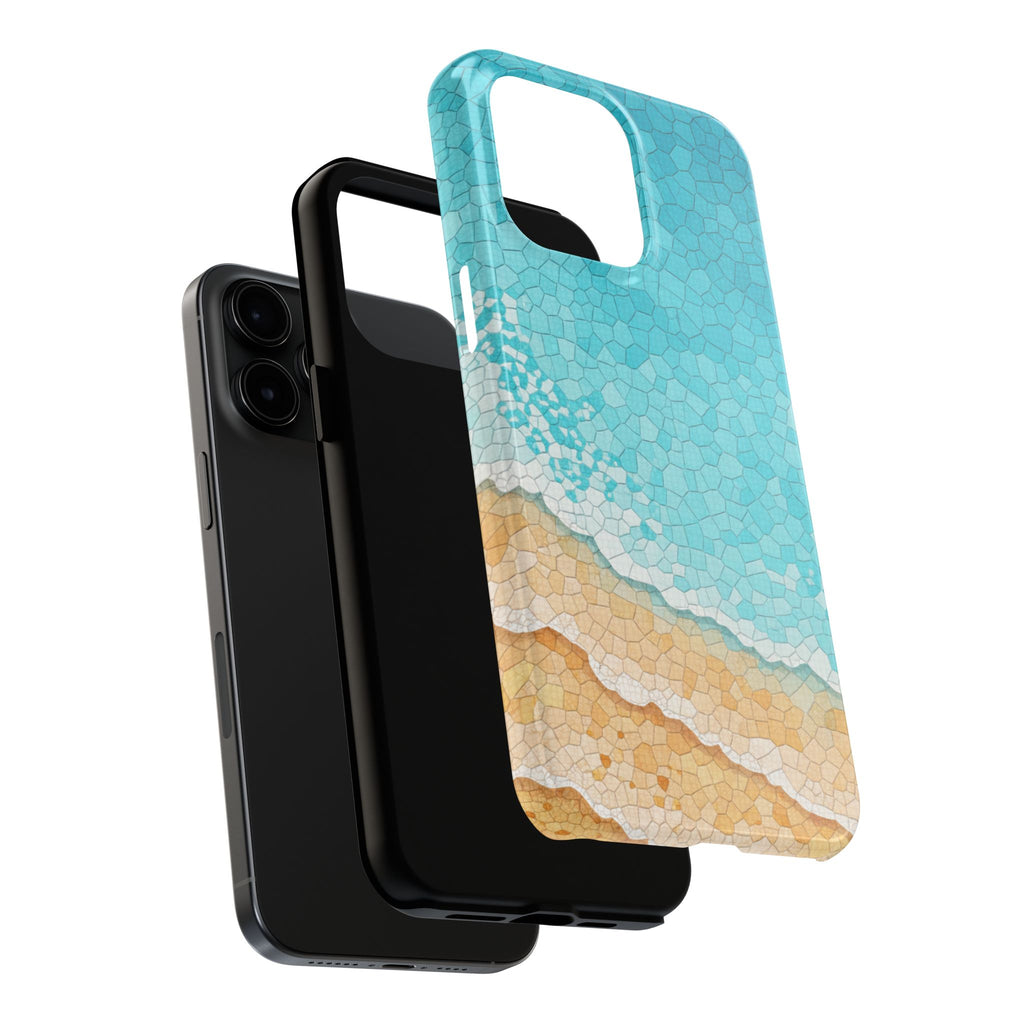 Beach Mosaic Phone Case | Coastal Ocean Waves Tough & Clear Case for iPhone & Samsung | Summer Beach Aesthetic Protective Cover