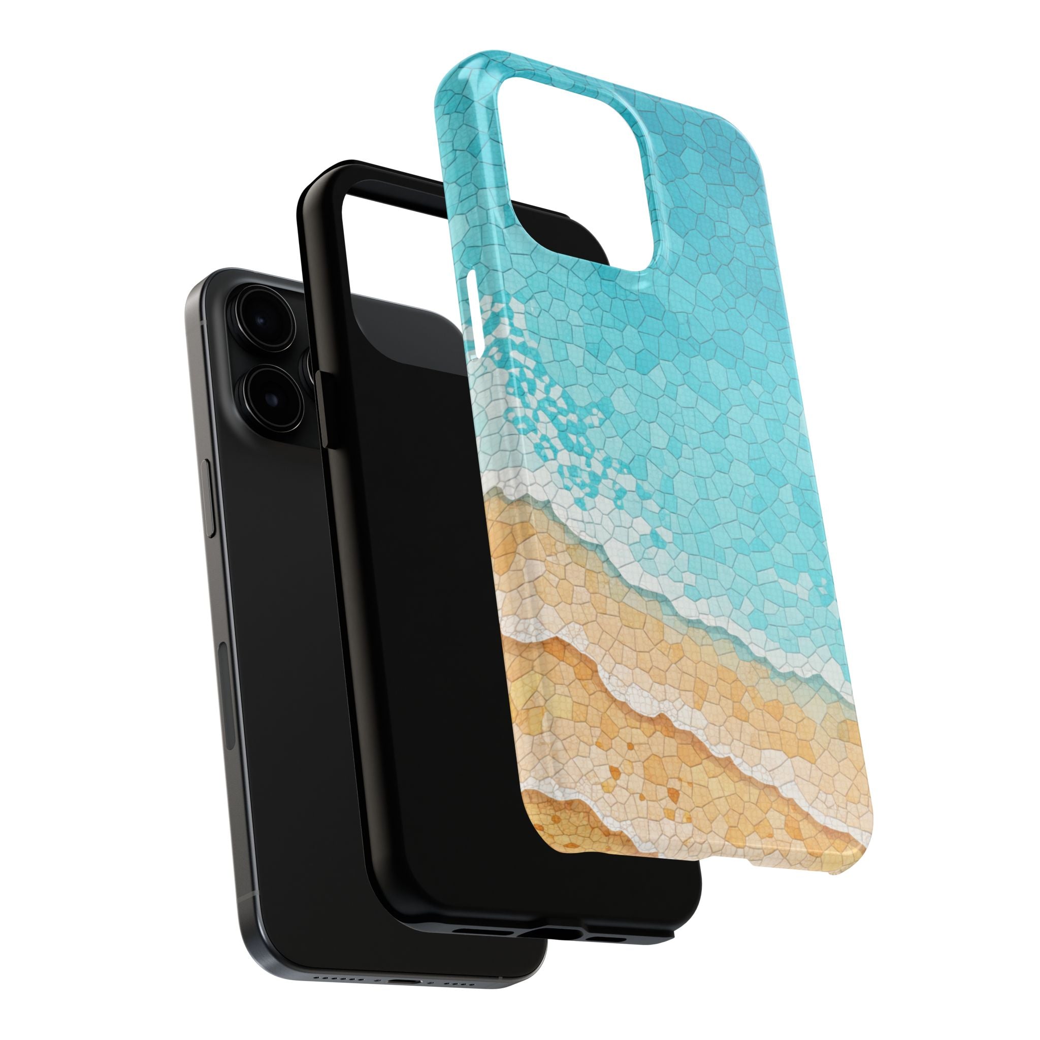 Beach Mosaic Phone Case | Coastal Ocean Waves Tough & Clear Case for iPhone & Samsung | Summer Beach Aesthetic Protective Cover