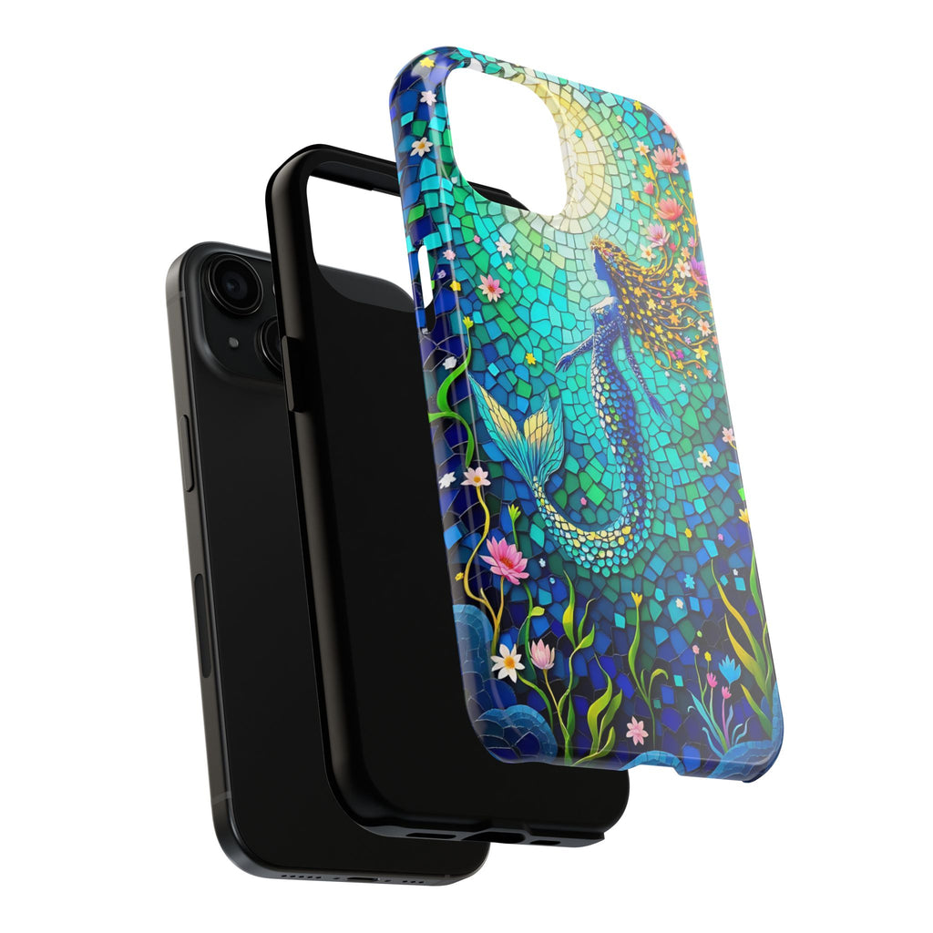Mosaic Mermaid Phone Case | Ocean Beach Aesthetic iPhone Case | Coastal Sea Glass Samsung Galaxy Case