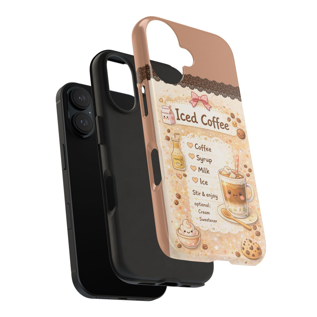 Cute Iced Coffee Recipe Phone Case | Tough Protective Case | Aesthetic Coffee Lover Gift | Durable Shockproof iPhone & Samsung Cover