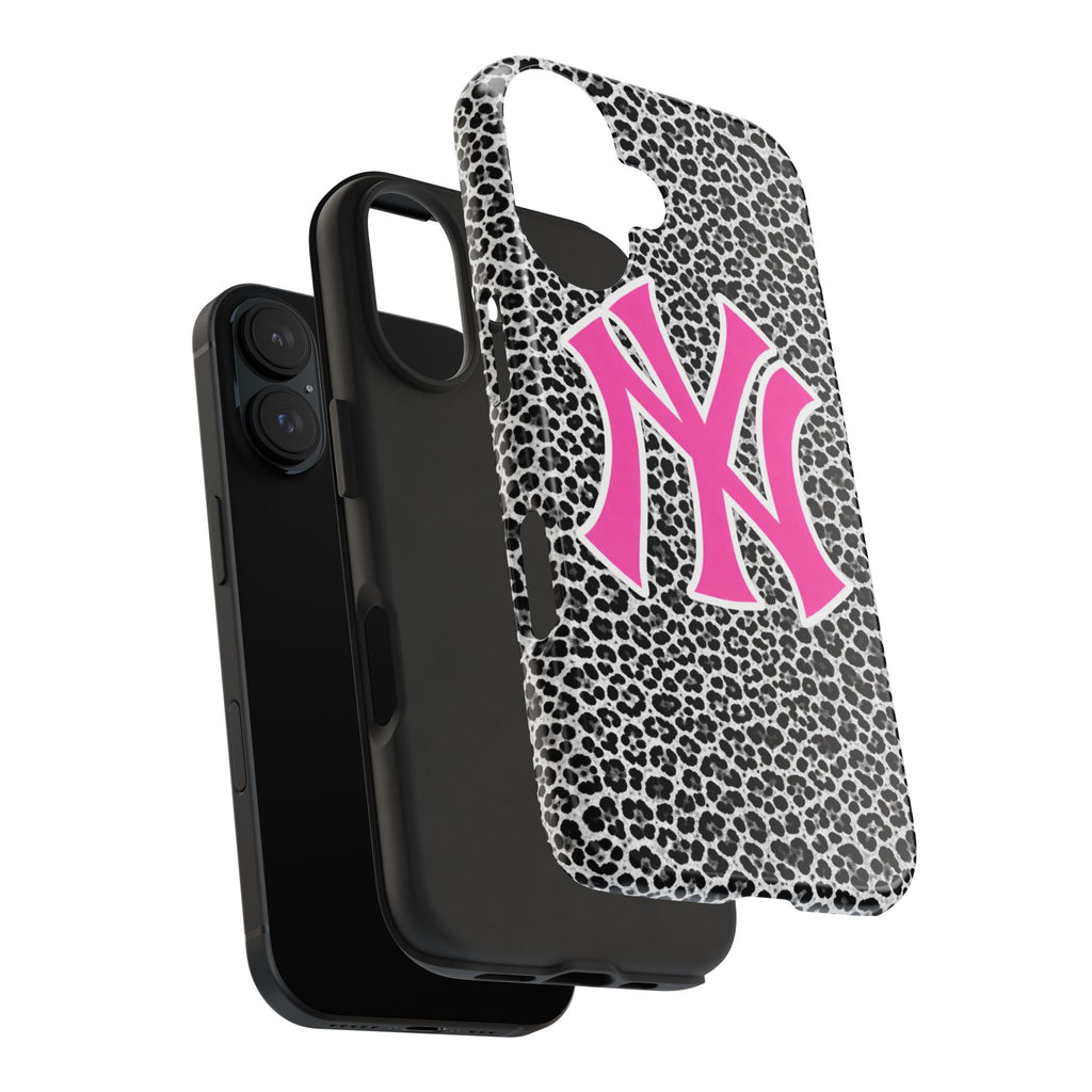 Pink NY Leopard Print Phone Case | Trendy Aesthetic iPhone & Samsung Case | Cute Girly Animal Print Cover