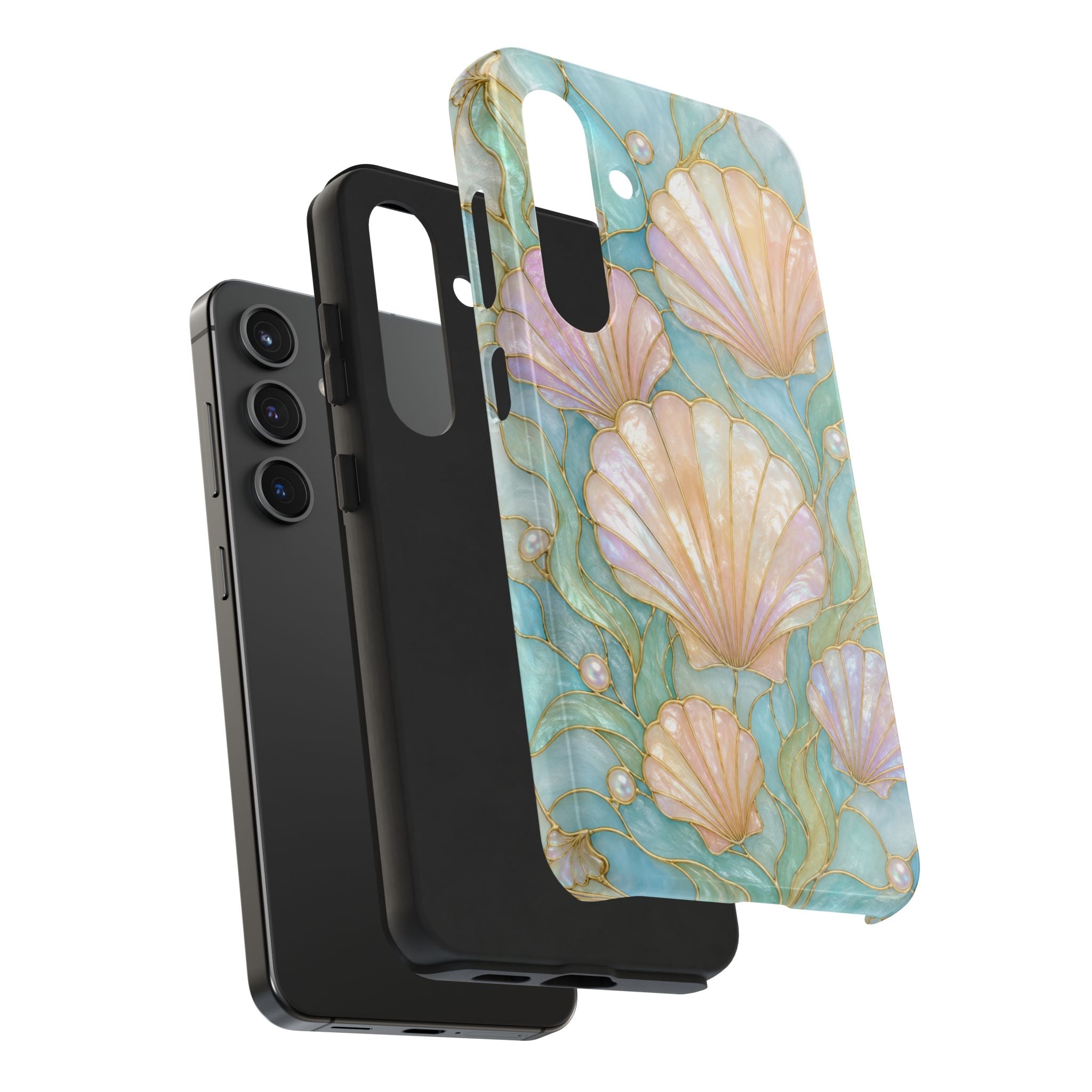 Pastel Seashell Phone Case | Faux Stained Glass Ocean Aesthetic Case for iPhone & Samsung | Cute Beachy Coastal Cover | Ocean Beach Vibes