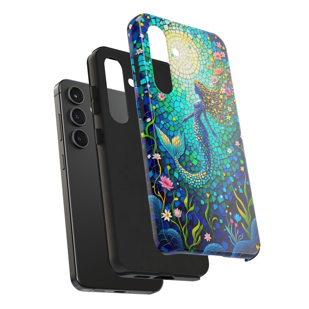 Mosaic Mermaid Phone Case | Ocean Beach Aesthetic iPhone Case | Coastal Sea Glass Samsung Galaxy Case