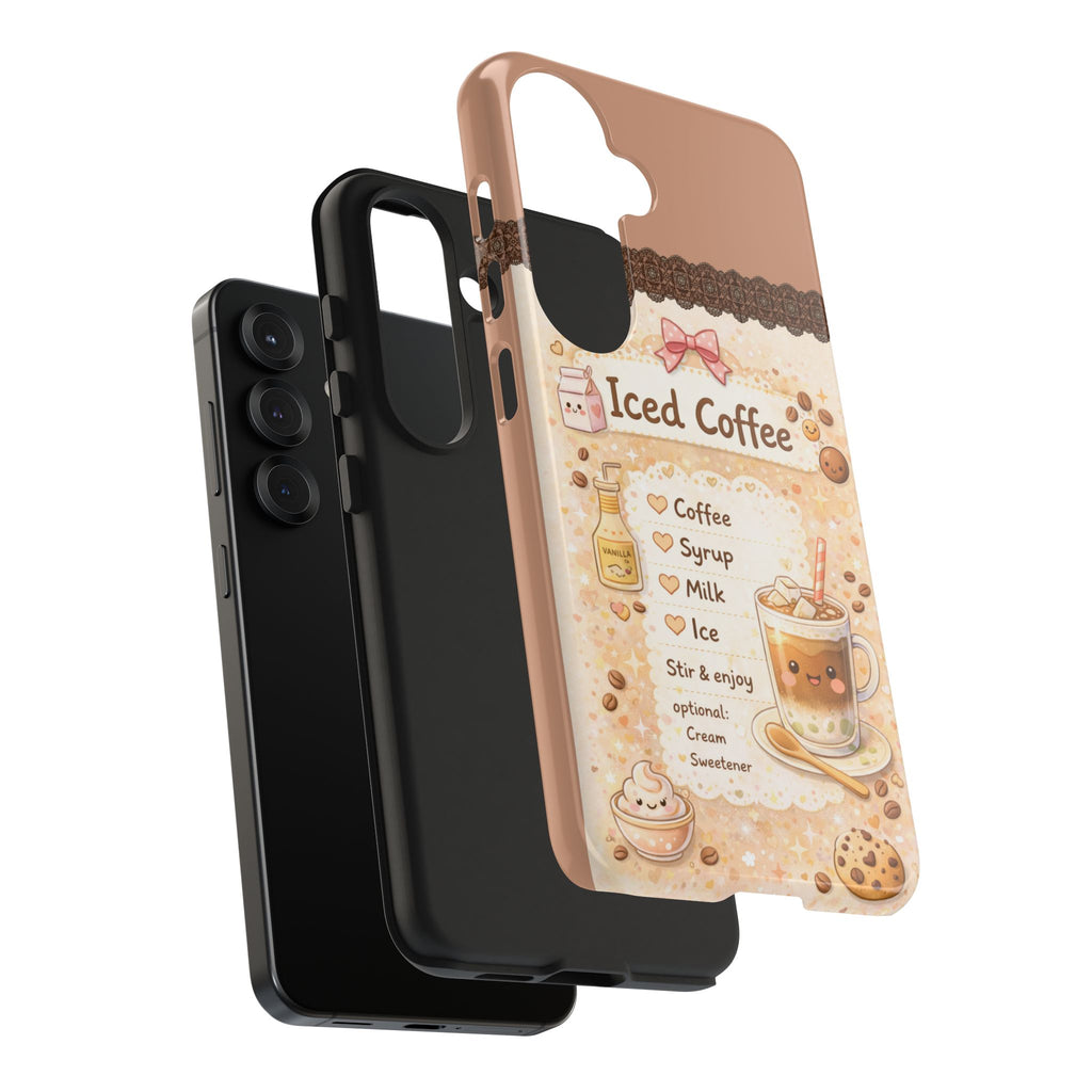 Cute Iced Coffee Recipe Phone Case | Tough Protective Case | Aesthetic Coffee Lover Gift | Durable Shockproof iPhone & Samsung Cover