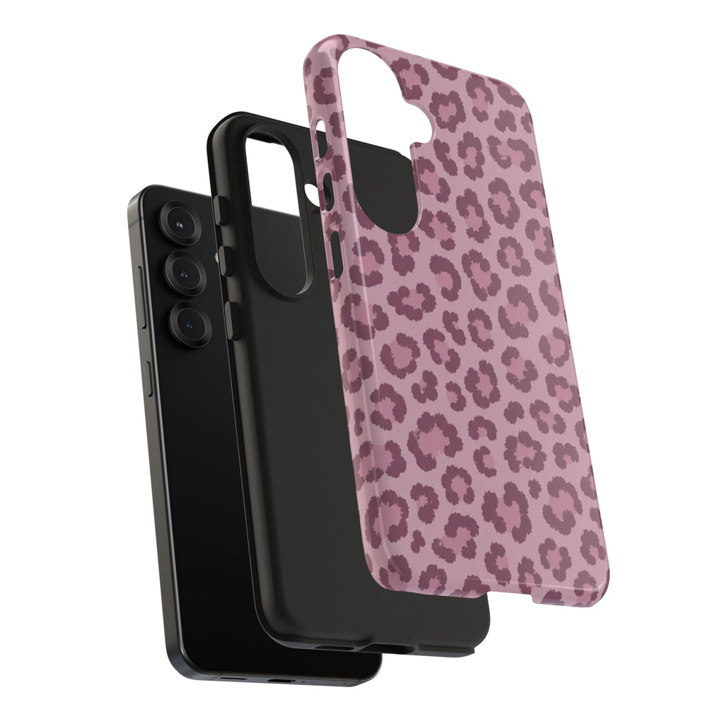 Mauve Leopard Print Phone Case | Girly Aesthetic Tough Case for iPhone & Samsung | Cute Pink Leopard Cover