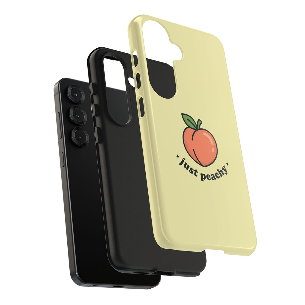 Just Peachy Aesthetic Phone Case | Cute Peach iPhone & Samsung Galaxy Case | Trendy Summer Glossy Protective Cover | Peach Protective Tough Case