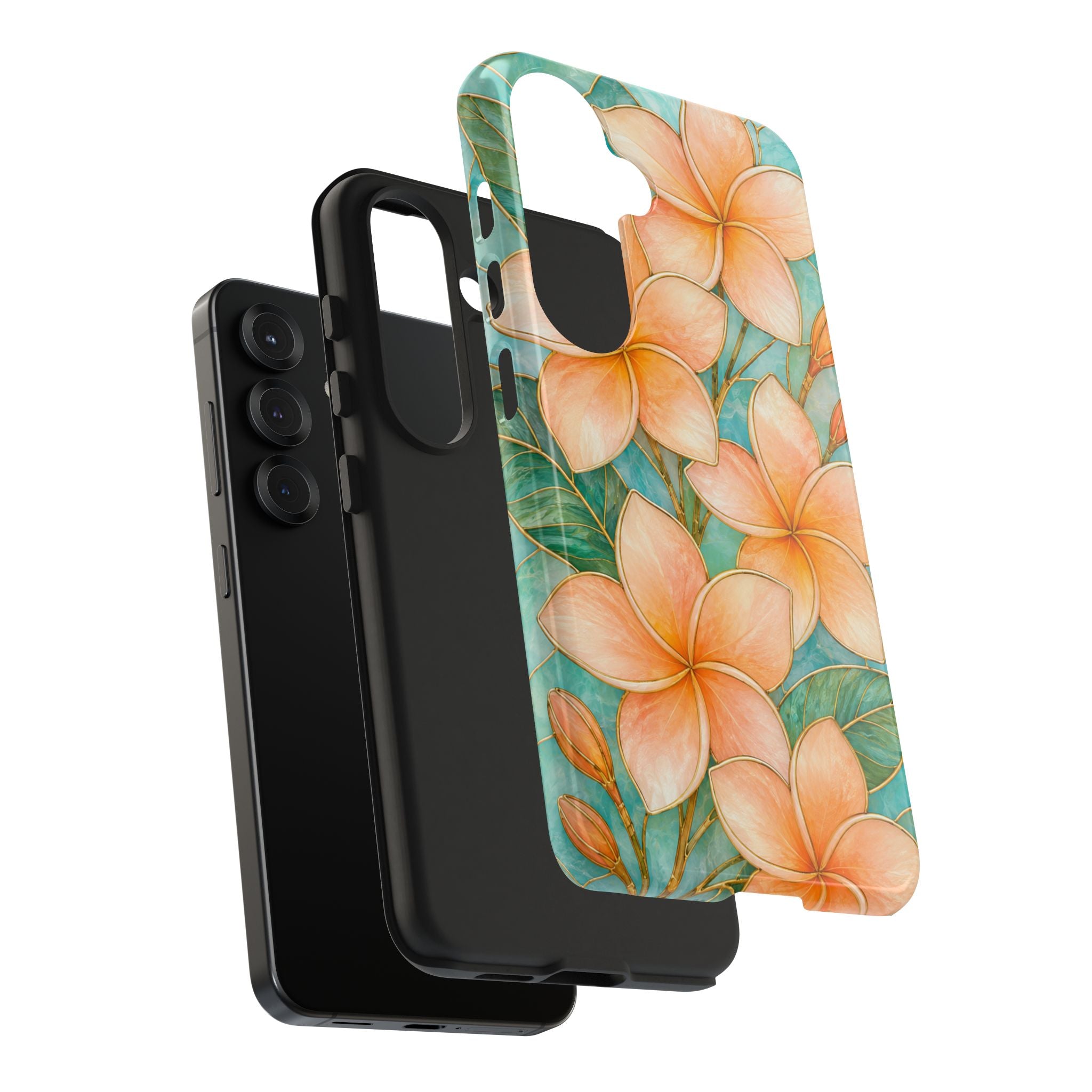 Tropical Plumeria Phone Case | Peach Floral Summer iPhone Case | Aesthetic Beachy Protective Case | Cute Coastal Floral Cover | Floral Protective Cover