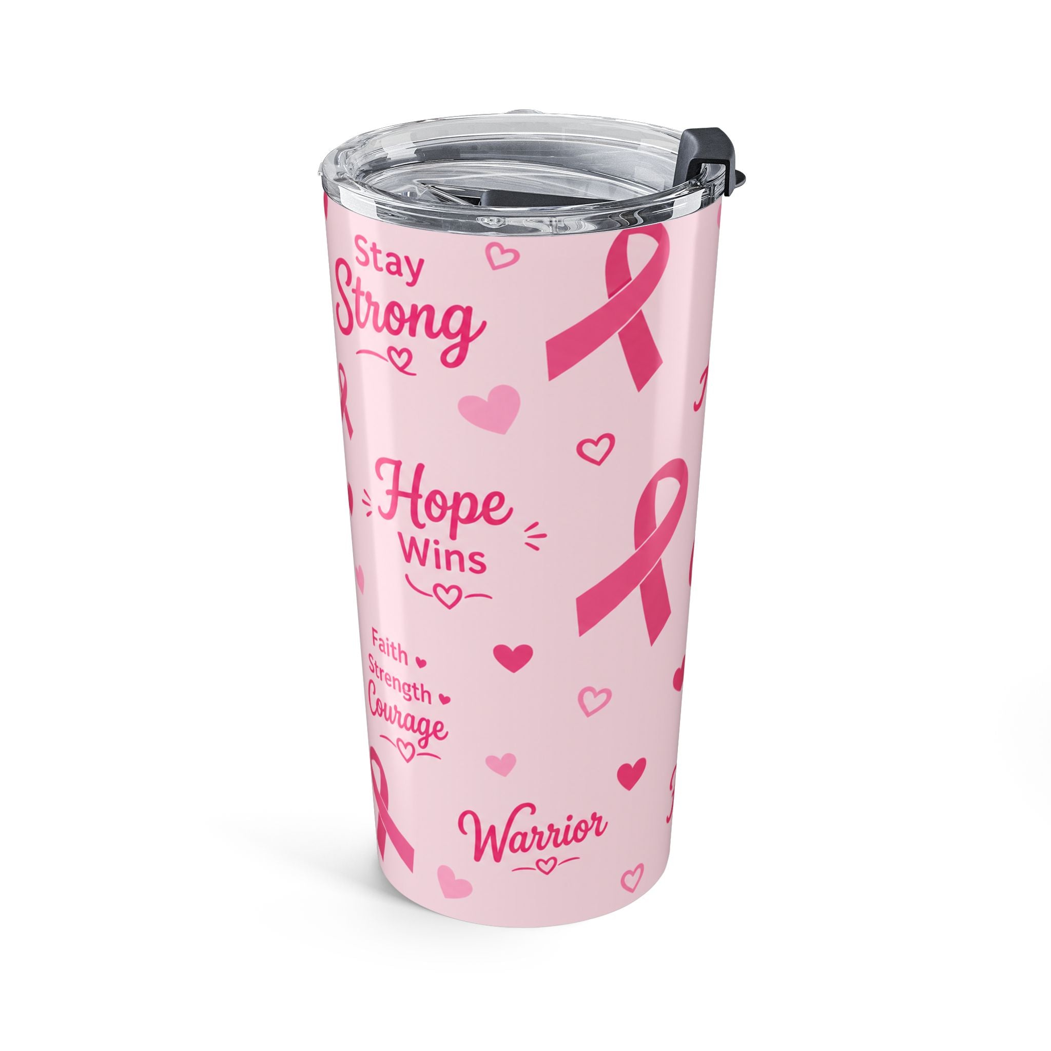 Breast Cancer Awareness Pink Tumbler | You Are Not Alone - Motivational Cup | 20oz Insulated Skinny Tumbler Gift for Warriors & Survivors