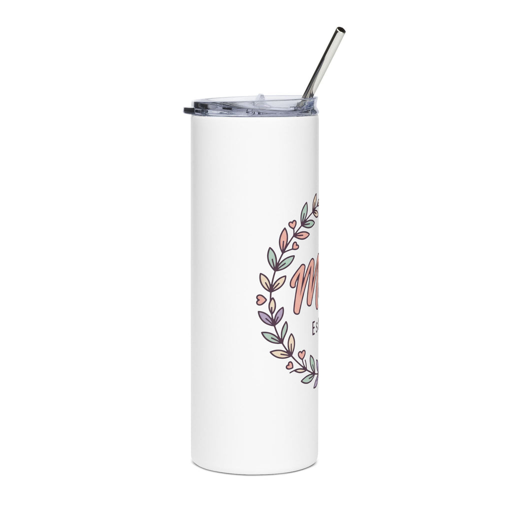Mama Est. 2026 20oz Stainless Steel Tumbler — Floral Wreath Mom Gift