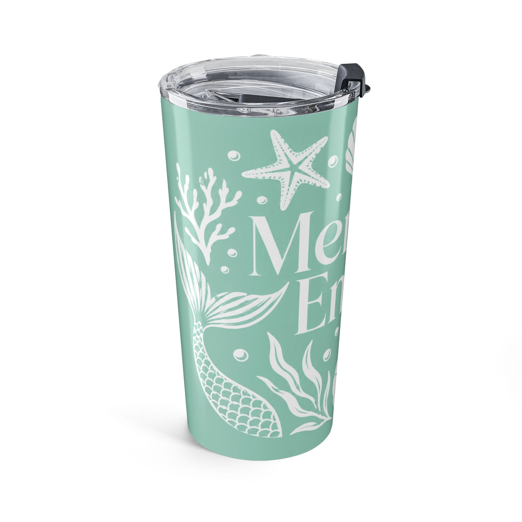 Mermaid Energy Tumbler 20oz | Beachy Seafoam Stainless Steel Cup | Coastal Mermaid Travel Mug | Ocean Lover Gift | Summer Beach Drinkware