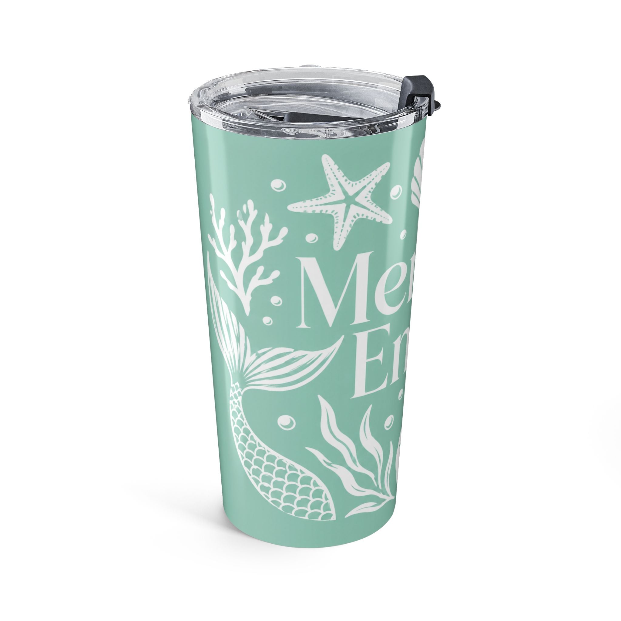 Mermaid Energy Tumbler 20oz | Beachy Seafoam Stainless Steel Cup | Coastal Mermaid Travel Mug | Ocean Lover Gift | Summer Beach Drinkware