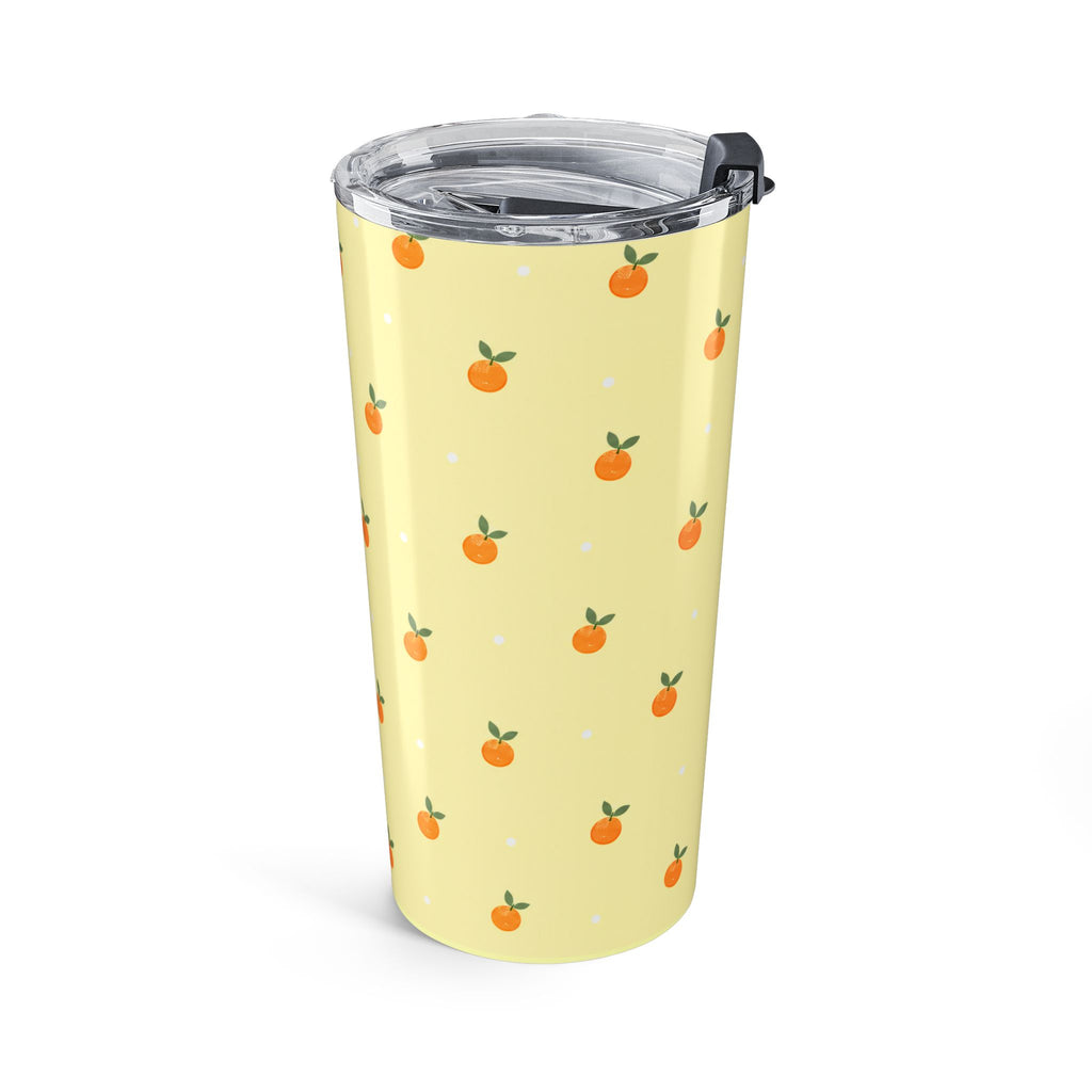 Cute Orange 20oz Stainless Steel Tumbler | Insulated Travel Cup with Lid | Summer Aesthetic Drinkware  Citrus Stainless Travel Cup