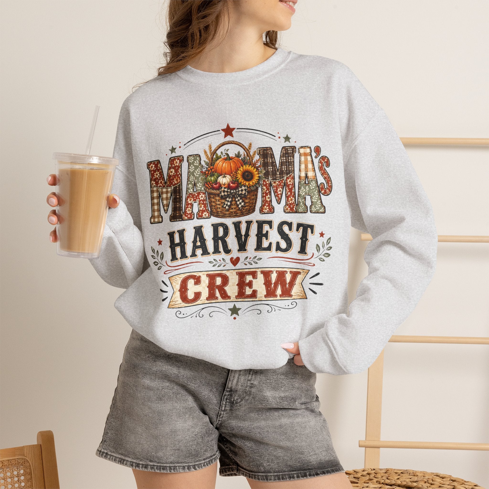 Mama’s Harvest Crew Fall Sweatshirt | Cozy Pumpkin Mom Crewneck | Vintage Autumn Mama Sweater | Thanksgiving & Fall Mom Gift