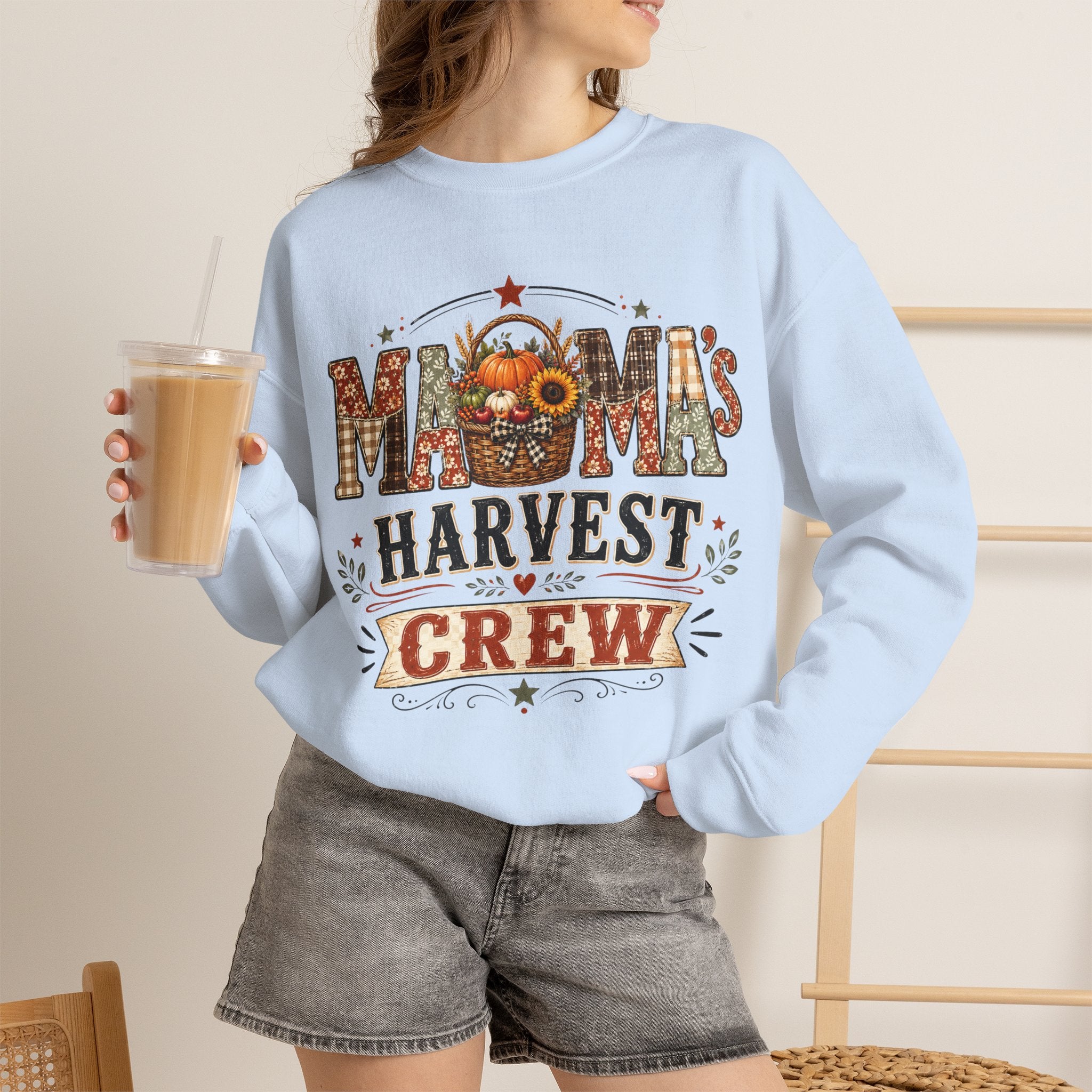 Mama’s Harvest Crew Fall Sweatshirt | Cozy Pumpkin Mom Crewneck | Vintage Autumn Mama Sweater | Thanksgiving & Fall Mom Gift