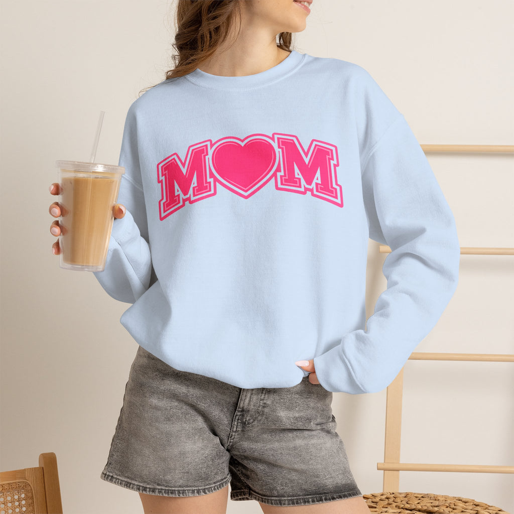 Pink MOM Heart Sweatshirt |  Mom Crewneck | Trendy Mother's Day Sweatshirt | Cute Pink Graphic Pullover | Gift for Mom
