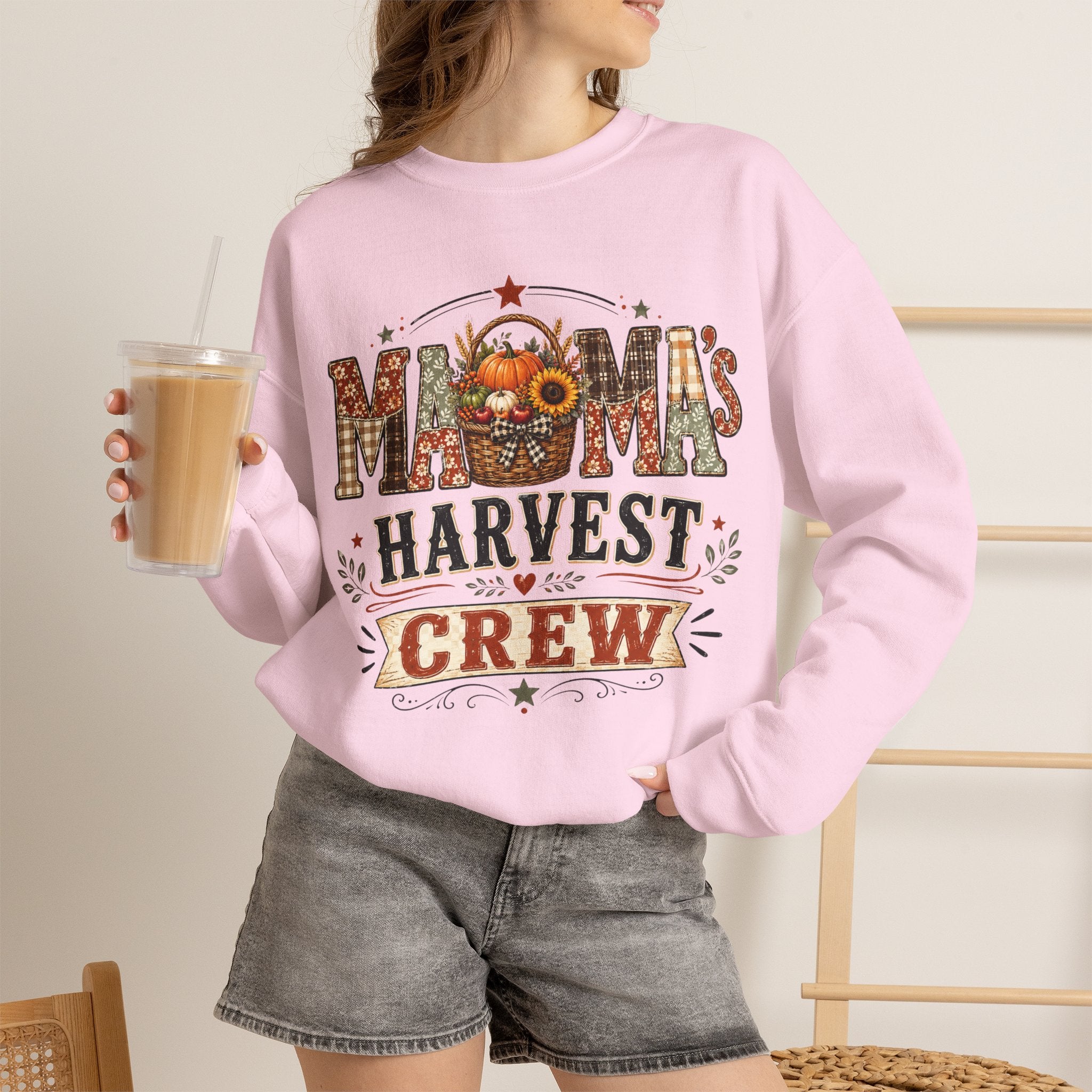Mama’s Harvest Crew Fall Sweatshirt | Cozy Pumpkin Mom Crewneck | Vintage Autumn Mama Sweater | Thanksgiving & Fall Mom Gift