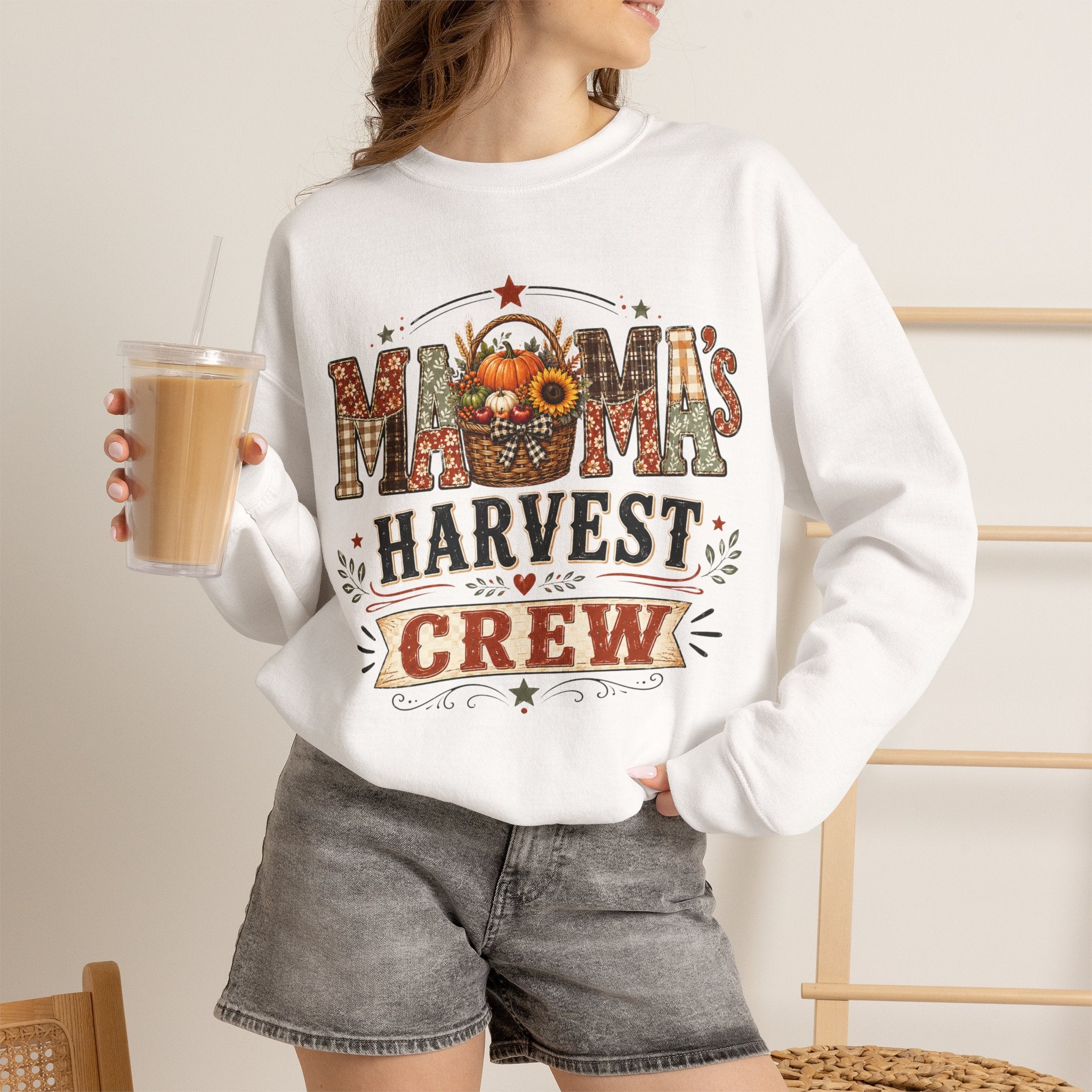 Mama’s Harvest Crew Fall Sweatshirt | Cozy Pumpkin Mom Crewneck | Vintage Autumn Mama Sweater | Thanksgiving & Fall Mom Gift