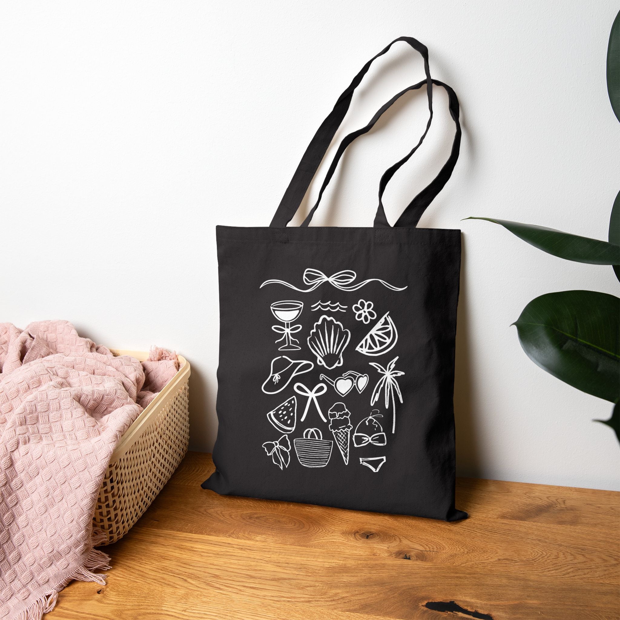 Summer Beach Aesthetic Tote Bag | Coastal Canvas Tote for Beach Days, Vacation & Everyday Carry | Summer Graphic Bag