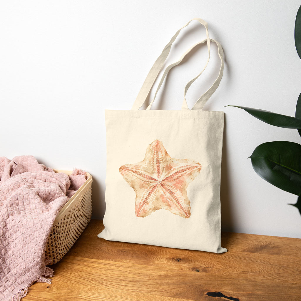 Coastal Starfish Tote Bag | Beach Aesthetic Canvas Bag for Summer | Vacation & Everyday Carry Bag | Beachy Cotton Grocery & Market Tote