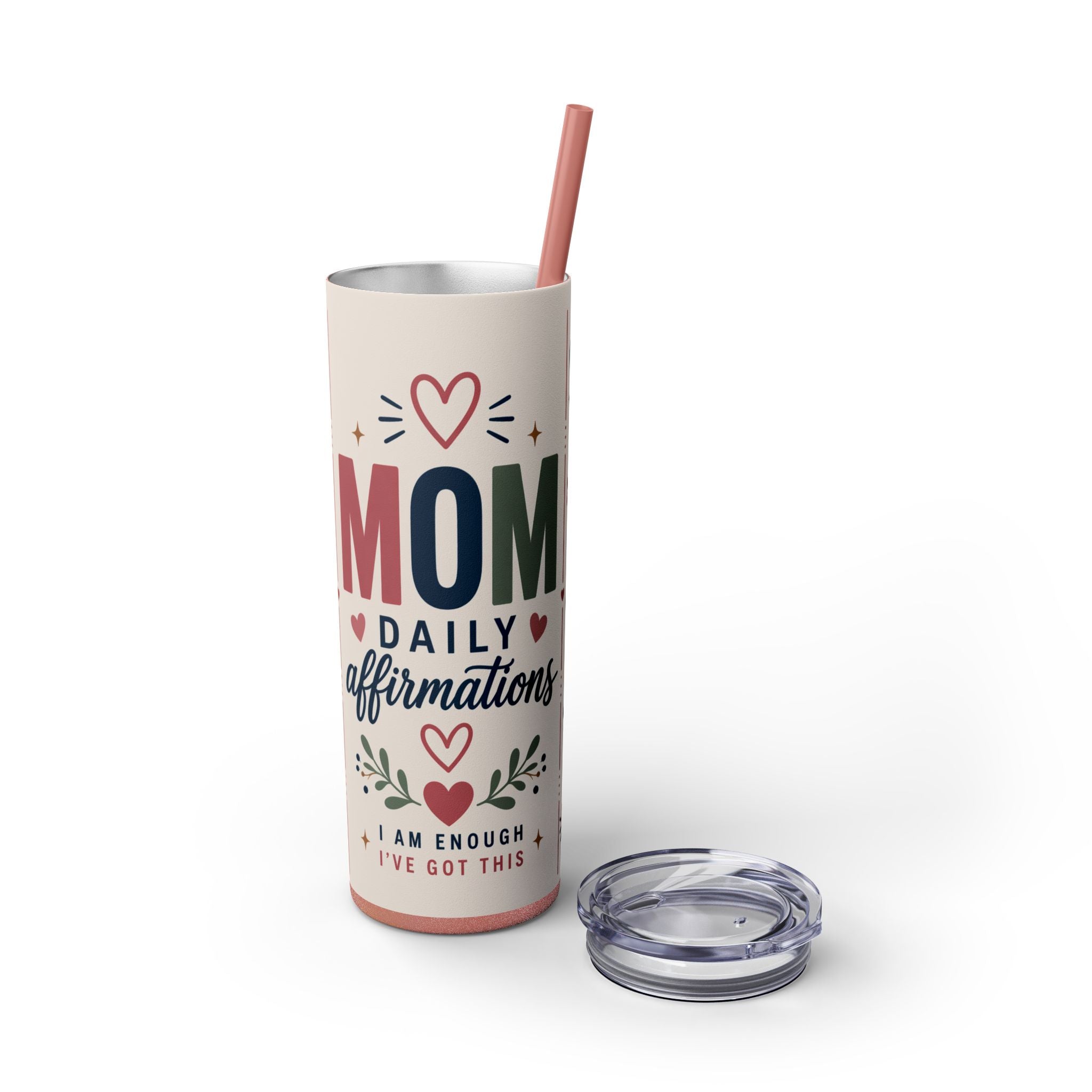 Mom Daily Affirmations Tumbler 20oz | Motivational Gift for Moms | Self Love Cup | Insulated Stainless Steel Travel Mug