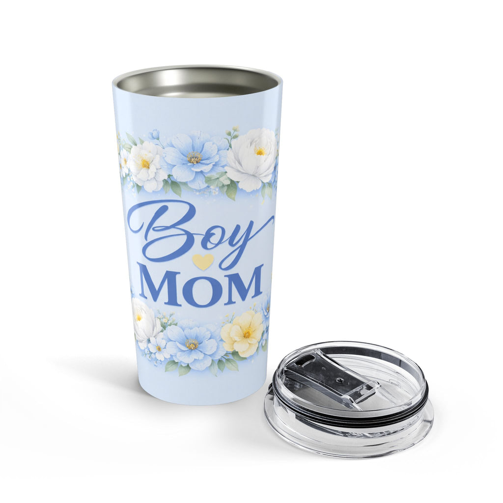 Boy Mom Floral Tumbler 20oz  | Blue Mom Cup | Insulated Stainless Steel | Mother’s Day Gift for Moms | Coffee Travel Mug