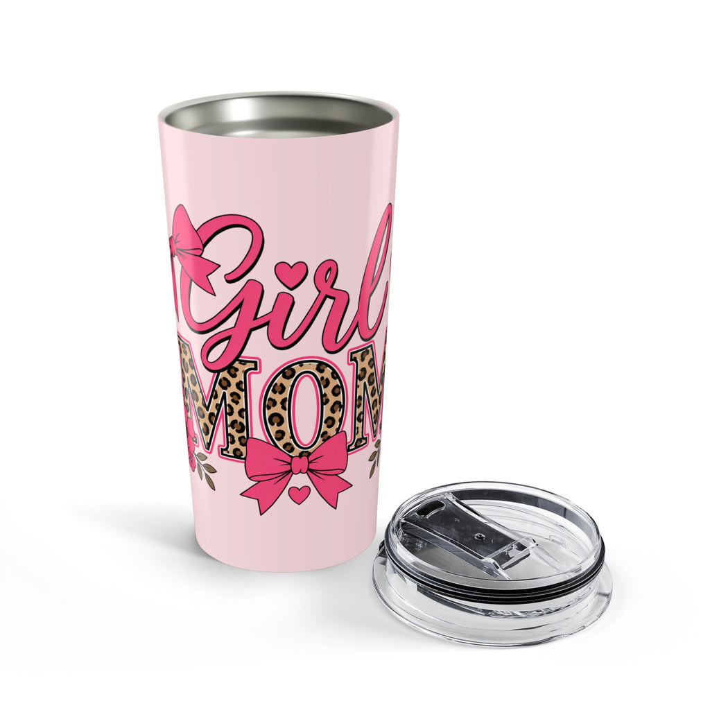 Girl Mom Tumbler 20oz | Cute Pink Leopard Print Coffee Cup for Moms | Trendy Gift for Mom | Insulated Travel Mug