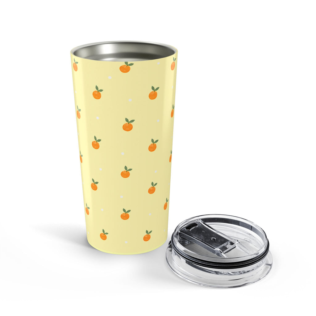 Cute Orange 20oz Stainless Steel Tumbler | Insulated Travel Cup with Lid | Summer Aesthetic Drinkware  Citrus Stainless Travel Cup