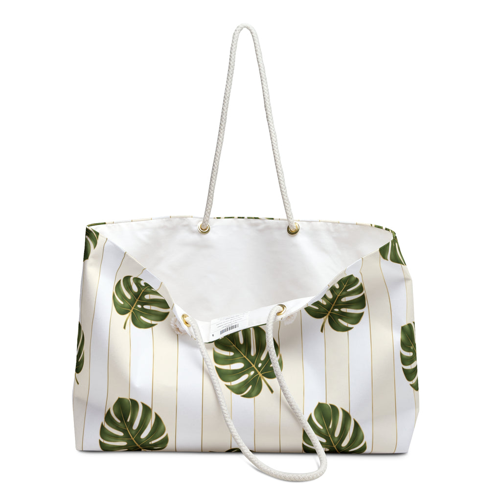 Tropical Monstera Weekender Bag | Large Beach Tote with Rope Handles | Coastal Travel Bag for Vacation | Pool & Weekend Getaways