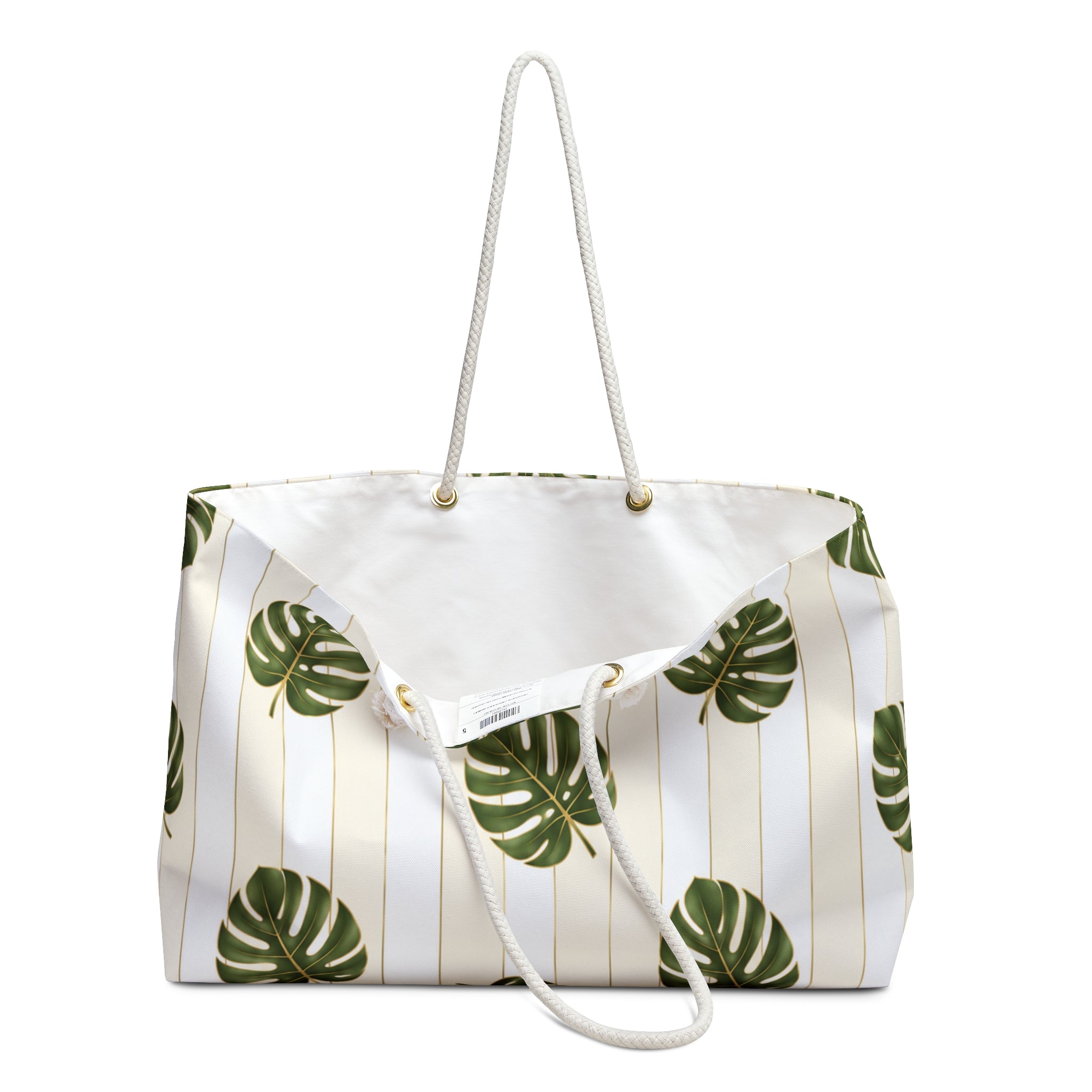 Tropical Monstera Weekender Bag | Large Beach Tote with Rope Handles | Coastal Travel Bag for Vacation | Pool & Weekend Getaways