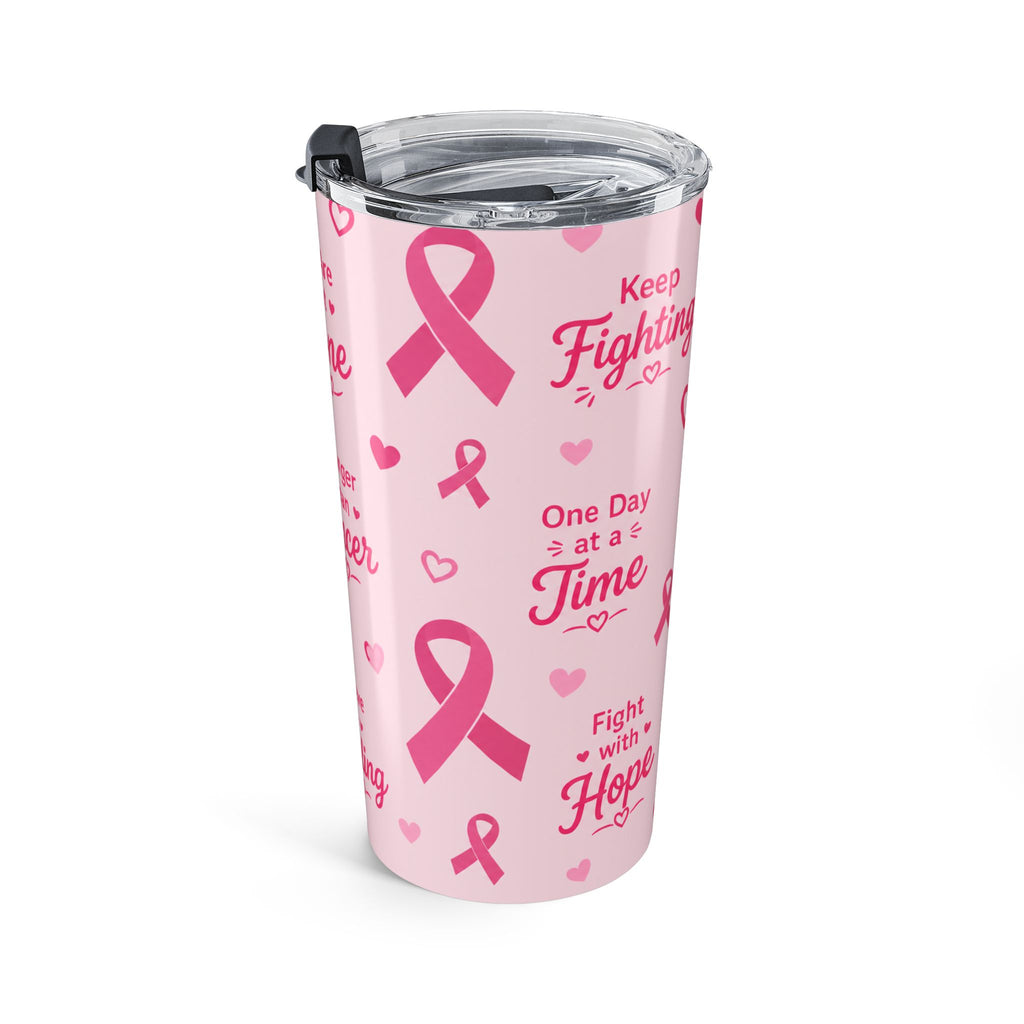 Breast Cancer Awareness Pink Tumbler | You Are Not Alone - Motivational Cup | 20oz Insulated Skinny Tumbler Gift for Warriors & Survivors