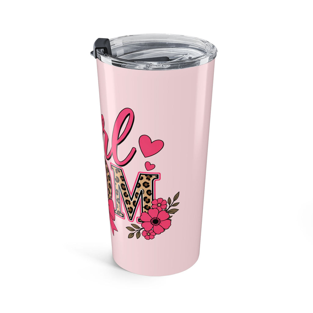 Girl Mom Tumbler 20oz | Cute Pink Leopard Print Coffee Cup for Moms | Trendy Gift for Mom | Insulated Travel Mug