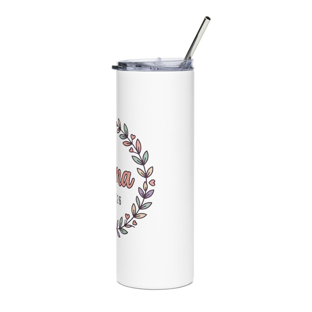 Mama Est. 2026 20oz Stainless Steel Tumbler — Floral Wreath Mom Gift