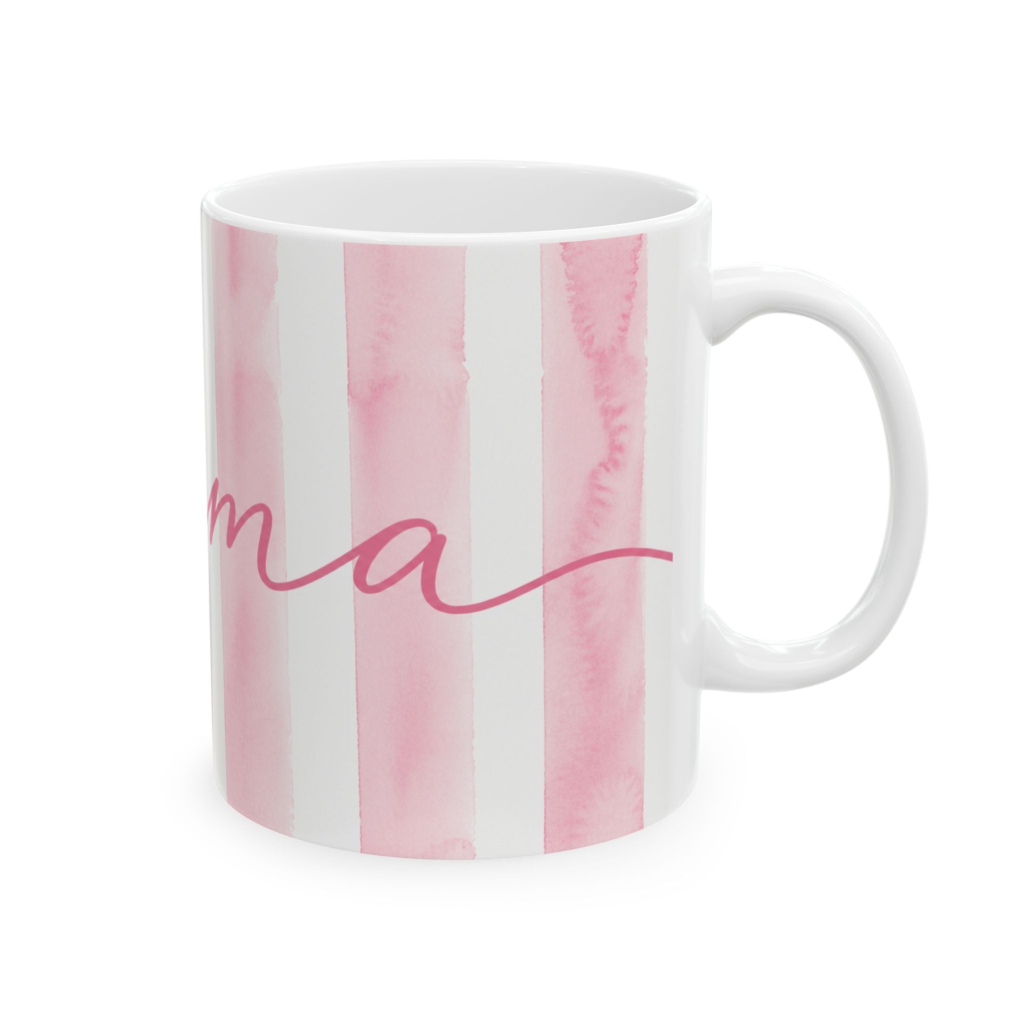 Pink Mama Mug | Cute Watercolor Striped Coffee Cup for Mom | 11oz & 15oz Gift Coffee Mug| Mother’s Day Mug
