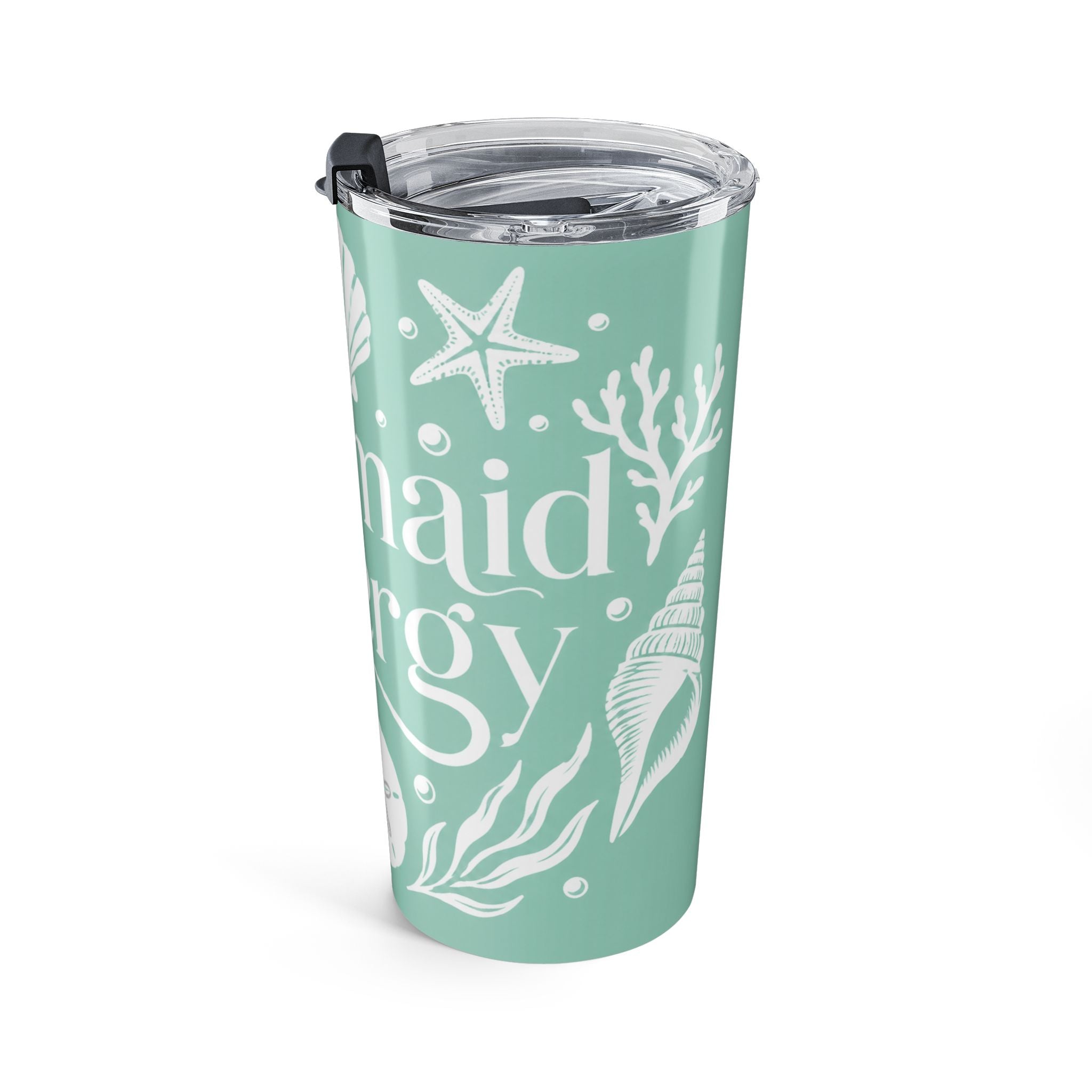 Mermaid Energy Tumbler 20oz | Beachy Seafoam Stainless Steel Cup | Coastal Mermaid Travel Mug | Ocean Lover Gift | Summer Beach Drinkware
