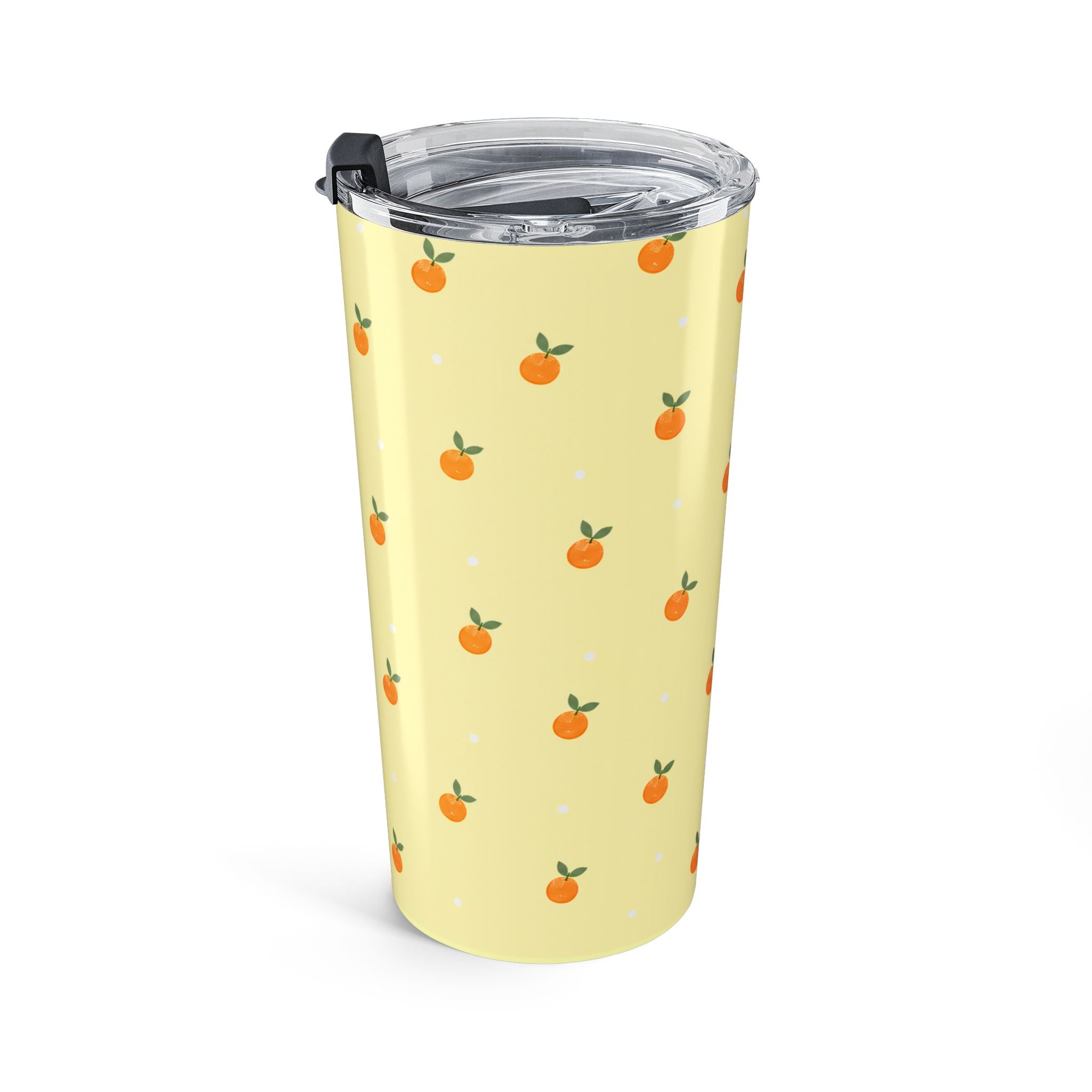 Cute Orange 20oz Stainless Steel Tumbler | Insulated Travel Cup with Lid | Summer Aesthetic Drinkware  Citrus Stainless Travel Cup