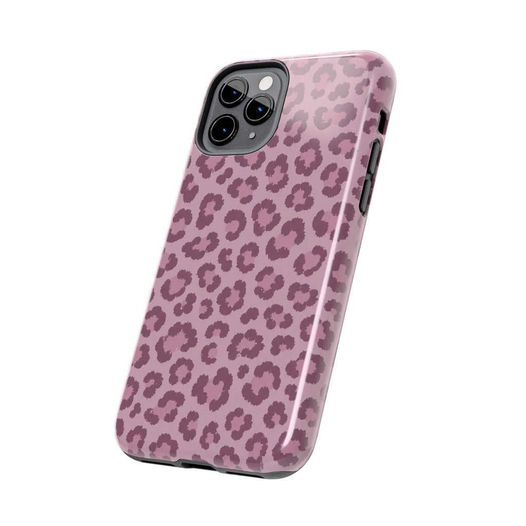 Mauve Leopard Print Phone Case | Girly Aesthetic Tough Case for iPhone & Samsung | Cute Pink Leopard Cover