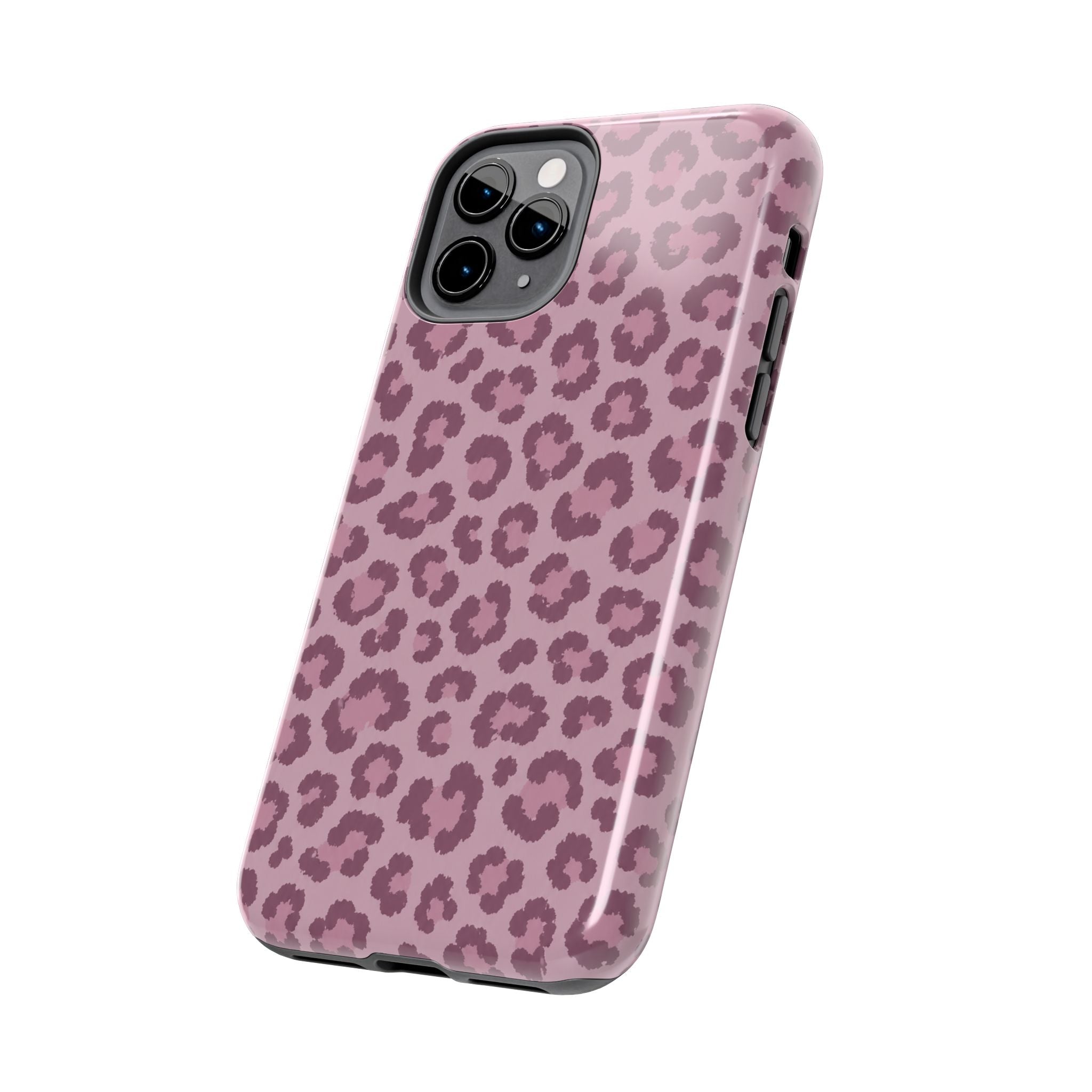 Mauve Leopard Print Phone Case | Girly Aesthetic Tough Case for iPhone & Samsung | Cute Pink Leopard Cover